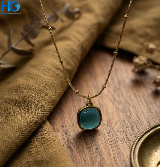 Color Stone Square Pendant