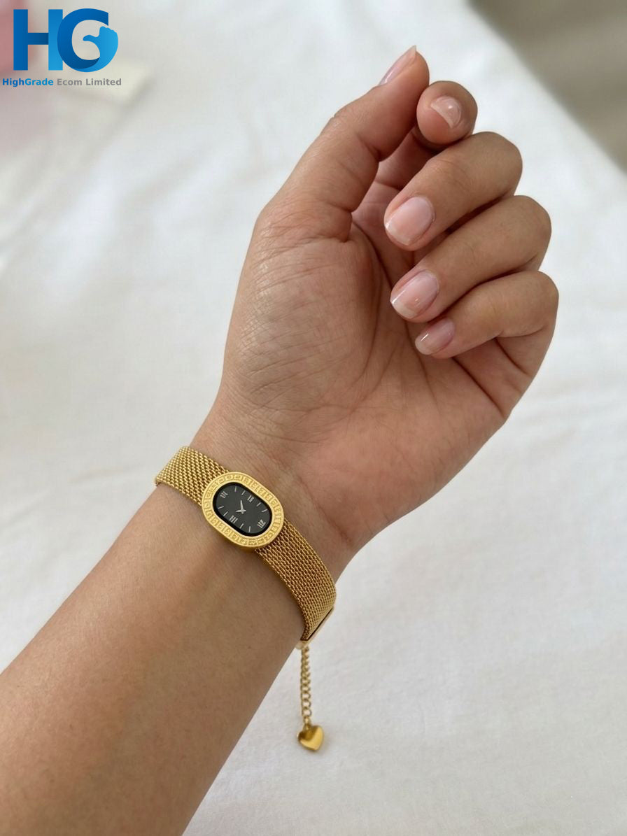 Golden Mesh Oval Dial