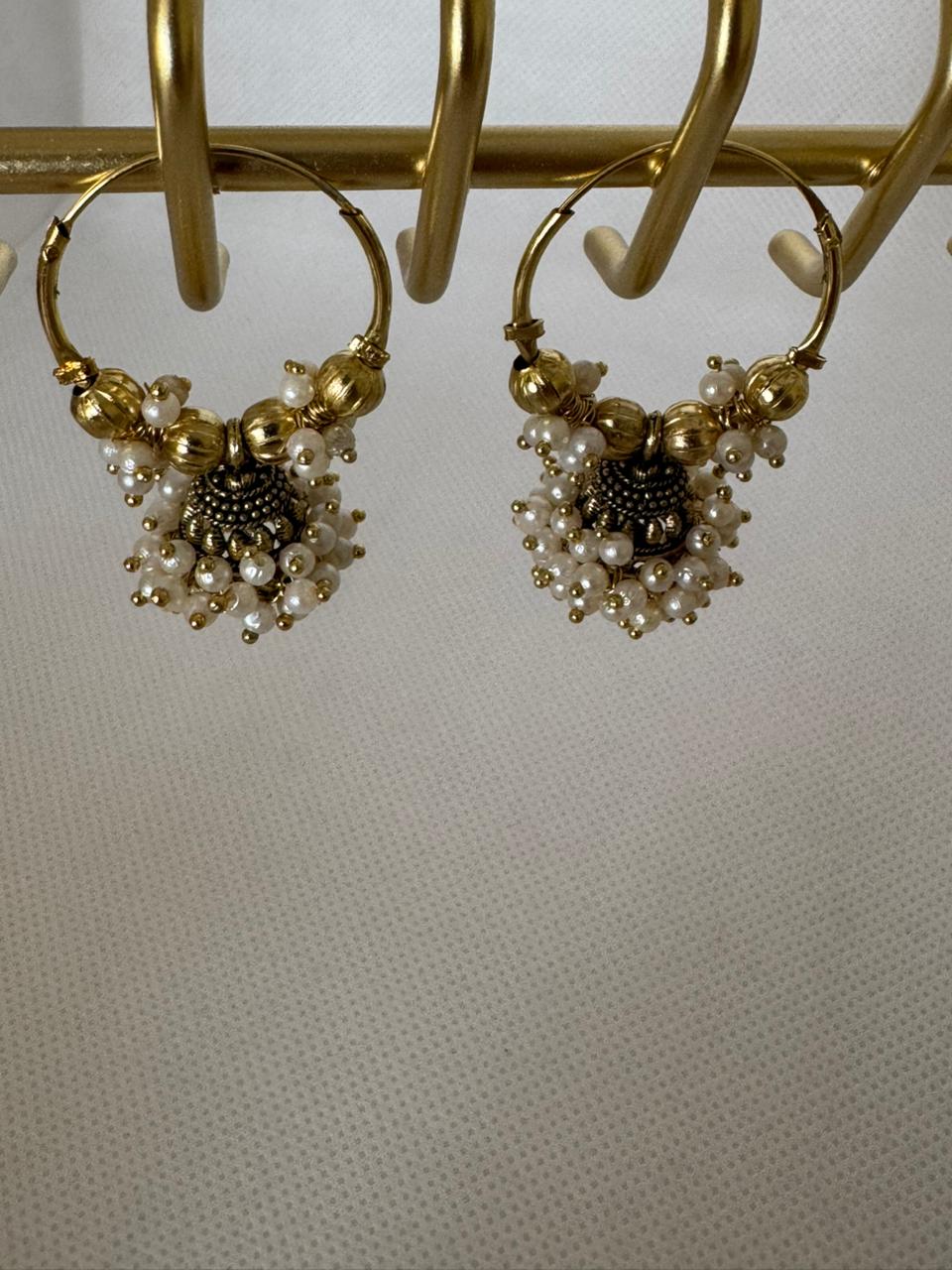 Antique Pearl Jhumki Hoops