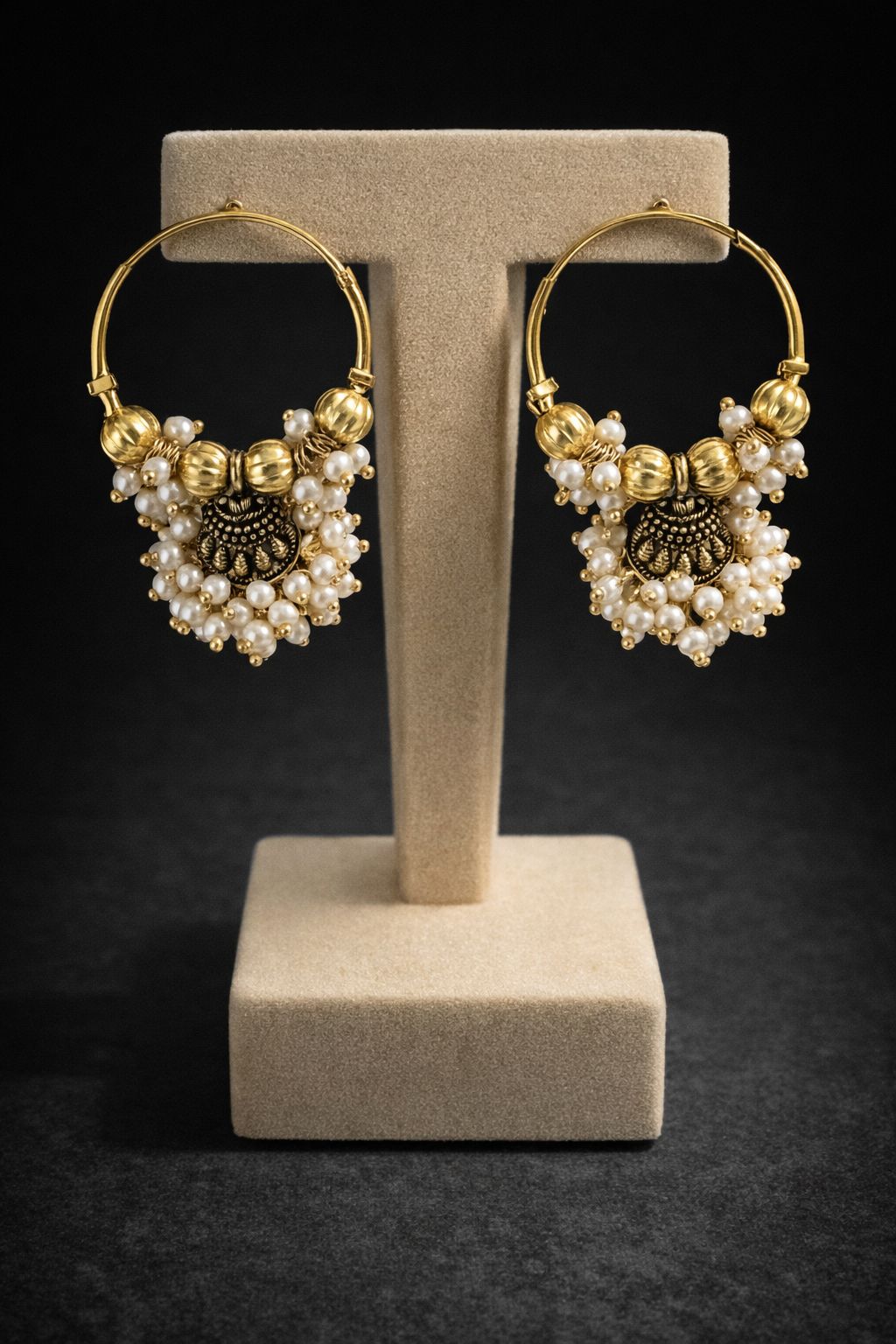 Antique Pearl Jhumki Hoops