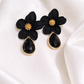 Black Floral Crystal Drops