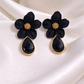 Black Floral Crystal Drops