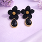 Black Floral Crystal Drops