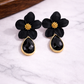 Black Floral Crystal Drops