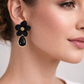 Black Floral Crystal Drops