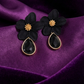 Black Floral Crystal Drops