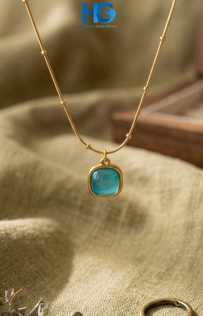 Color Stone Square Pendant