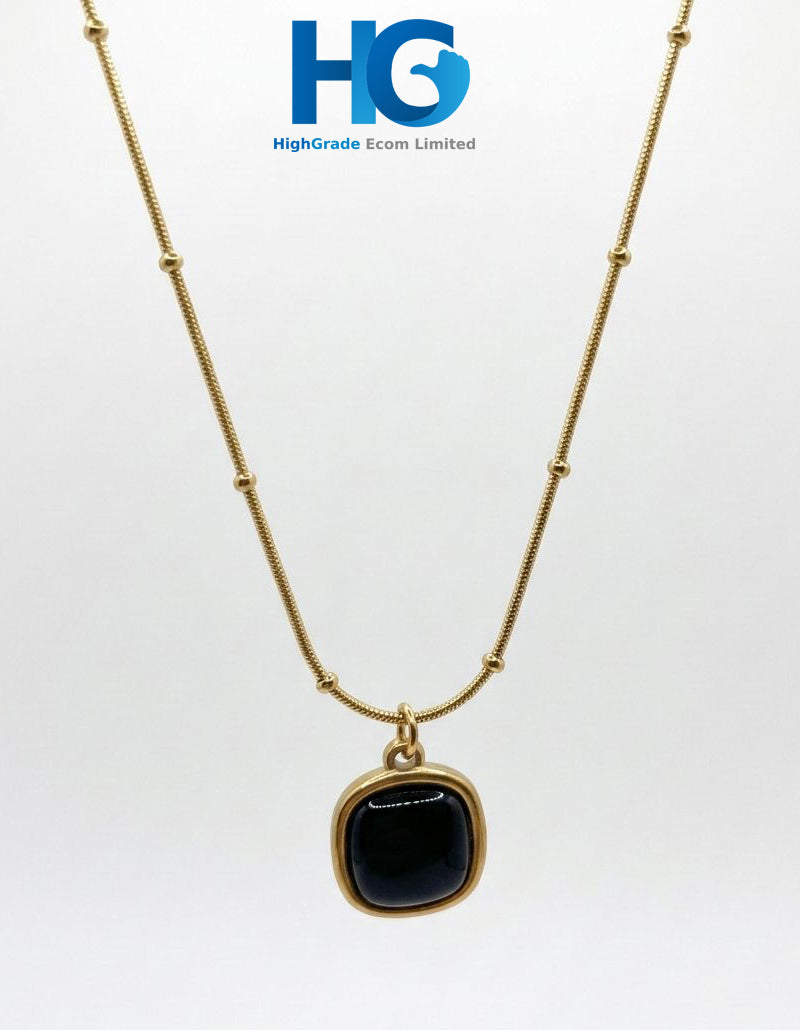 Color Stone Square Pendant