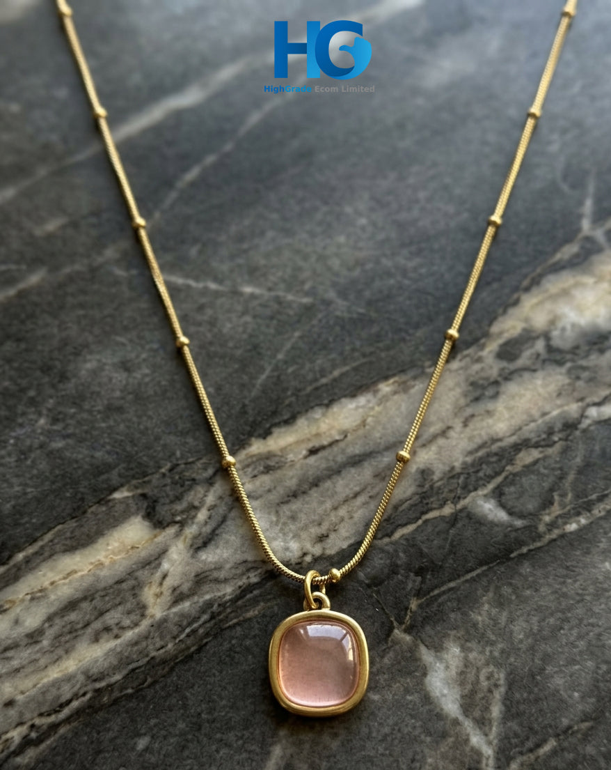 Color Stone Square Pendant