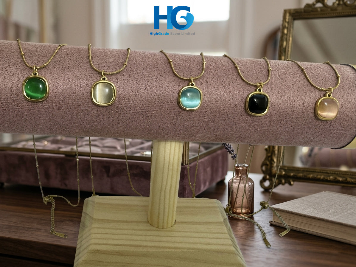 Color Stone Square Pendant