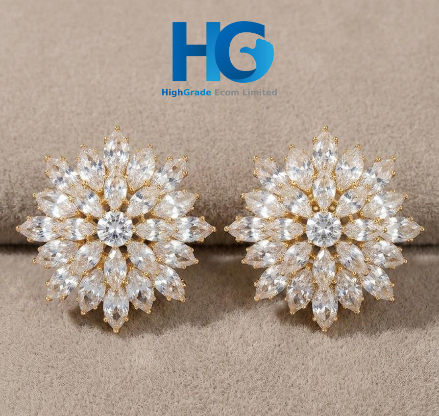 Crystal Snowflake Studs Golden & Silver