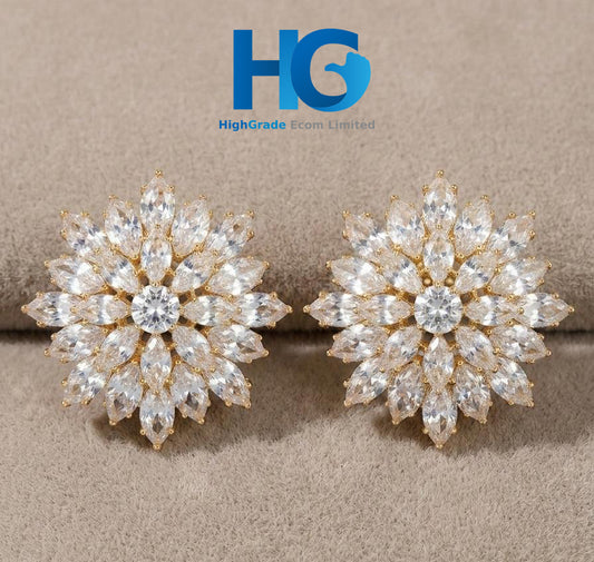 Crystal Snowflake Studs Golden & Silver
