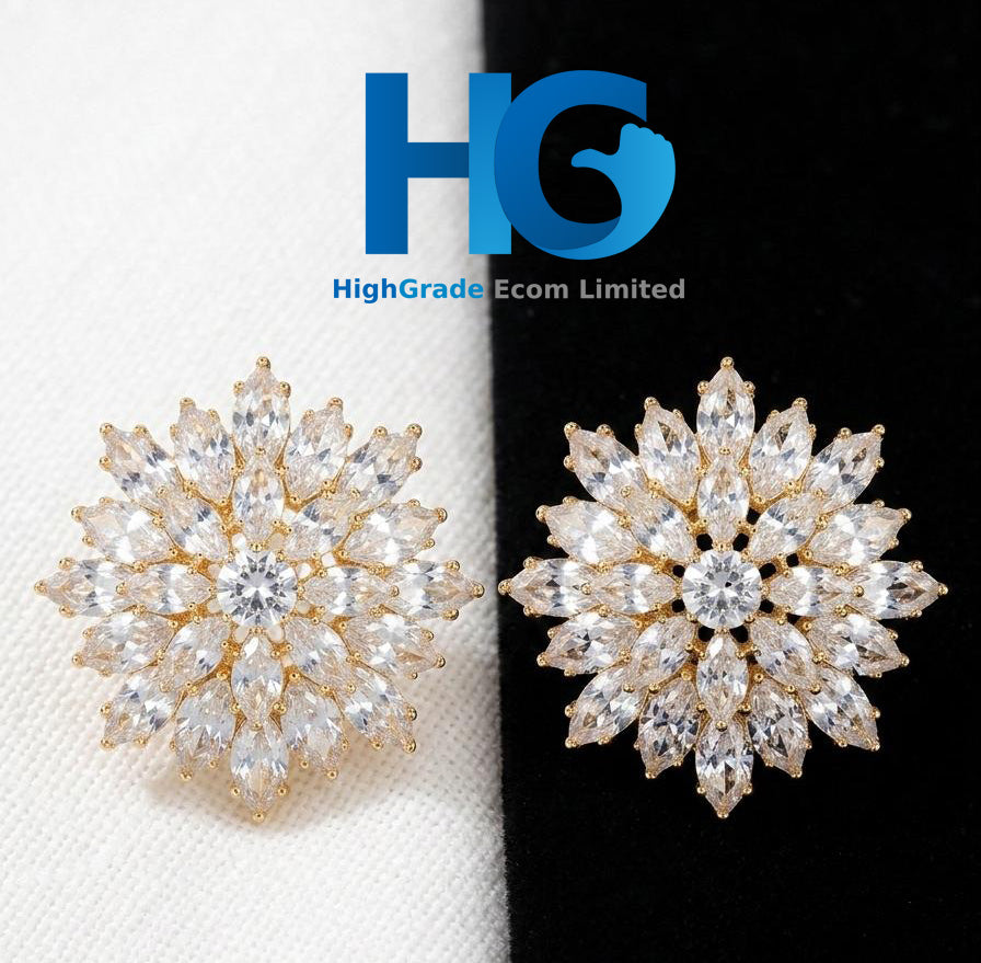 Crystal Snowflake Studs Golden & Silver