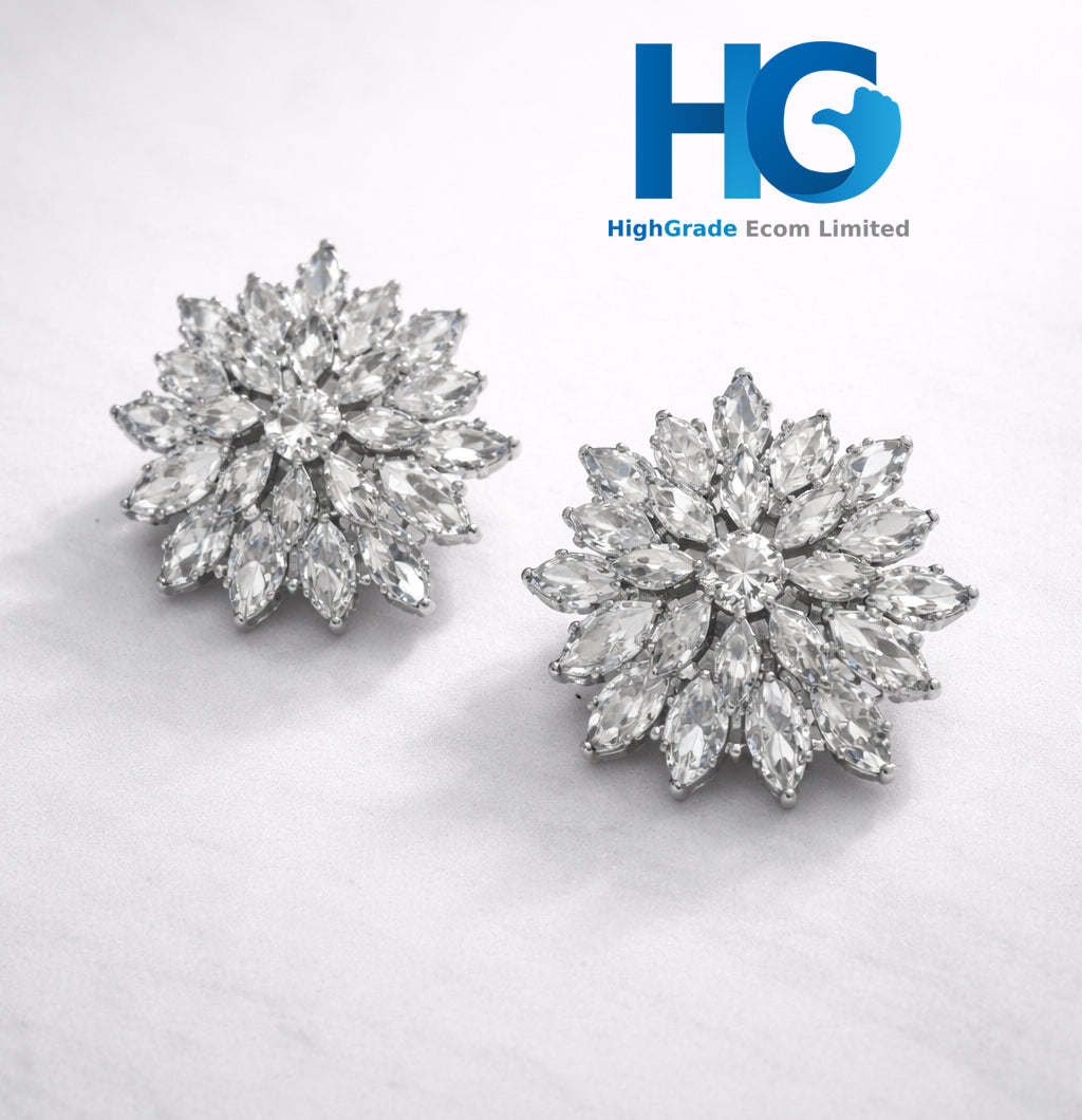 Crystal Snowflake Studs Golden & Silver