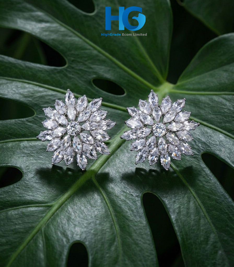 Crystal Snowflake Studs Golden & Silver