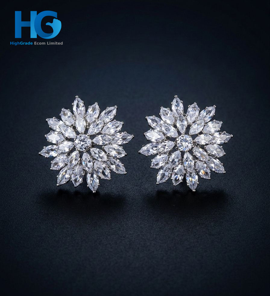 Crystal Snowflake Studs Golden & Silver