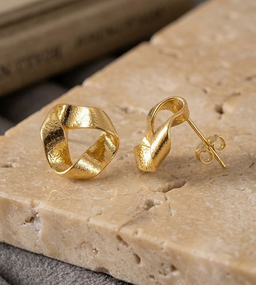 Geometric Foiled Golden Earring