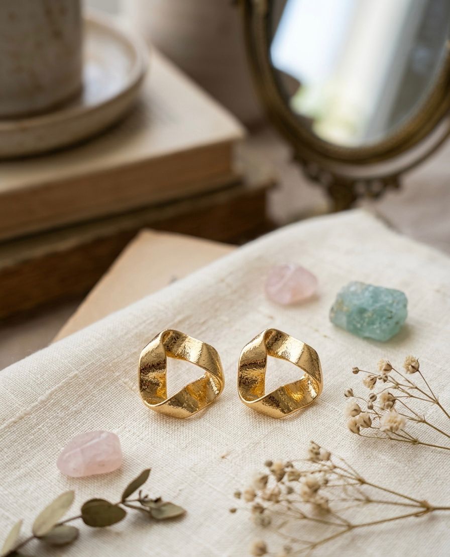 Geometric Foiled Golden Earring