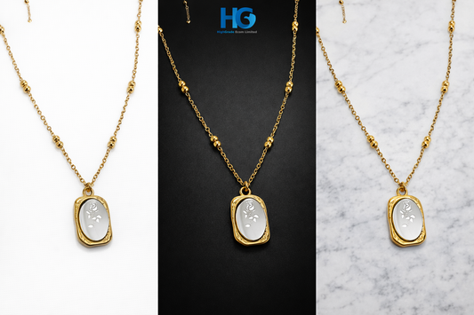 Golden Bead Chain Rose Pendant