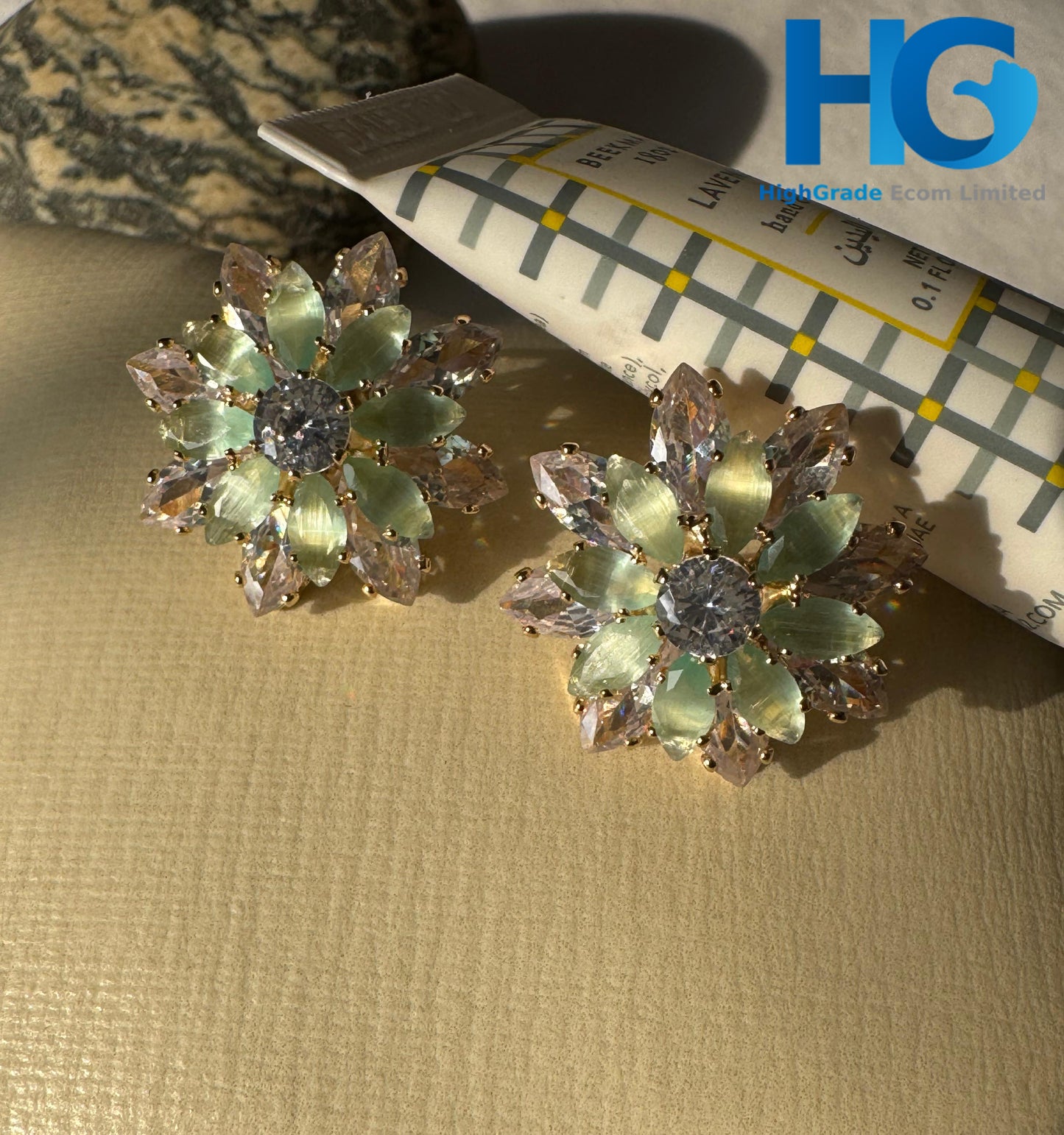 Mint Bloom Crystal Studs