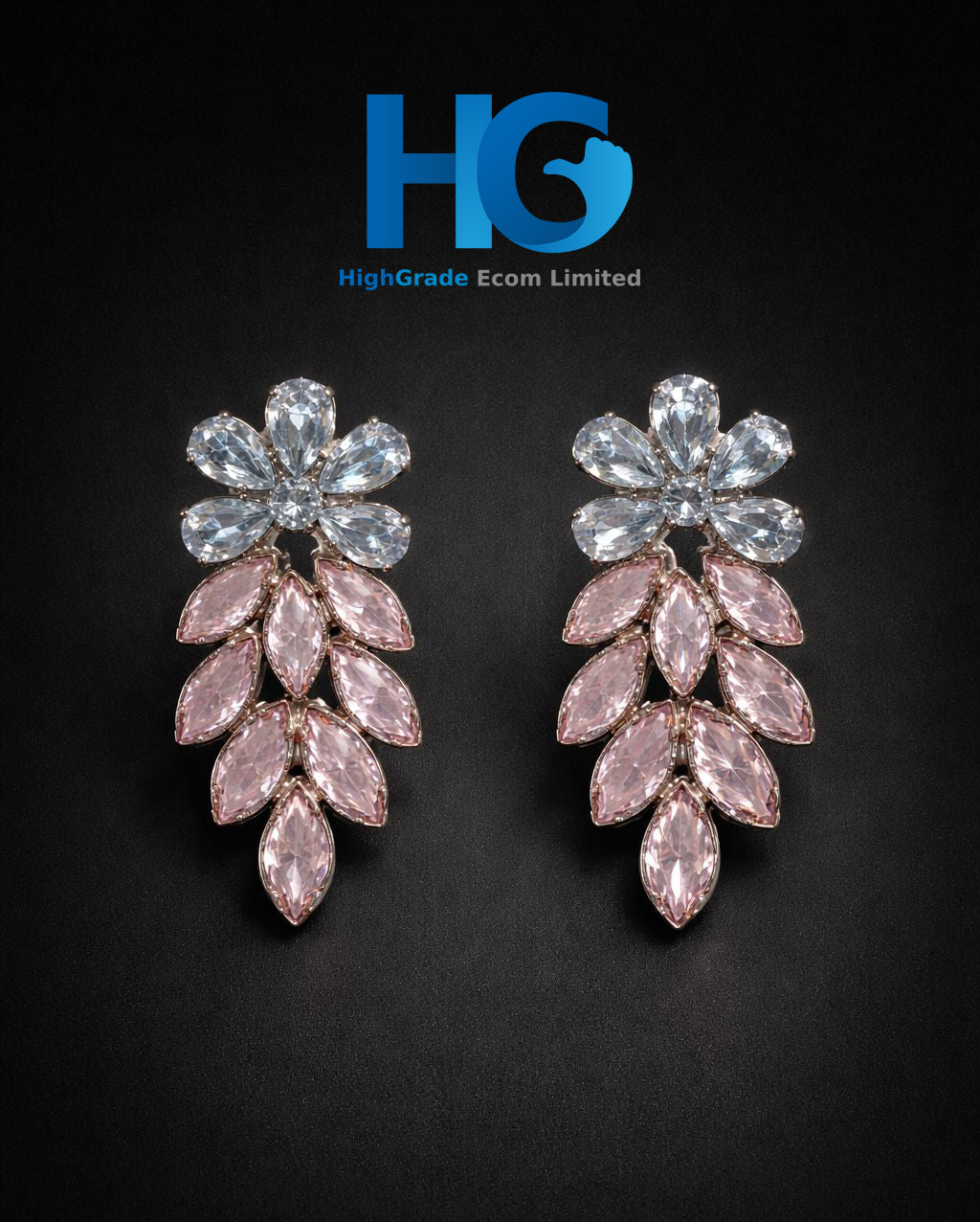 Pink Marquise Leaf Studs