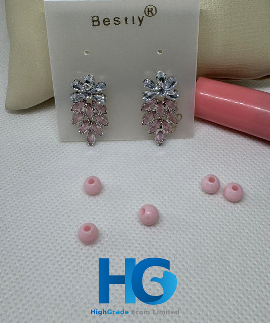 Pink Marquise Leaf Studs