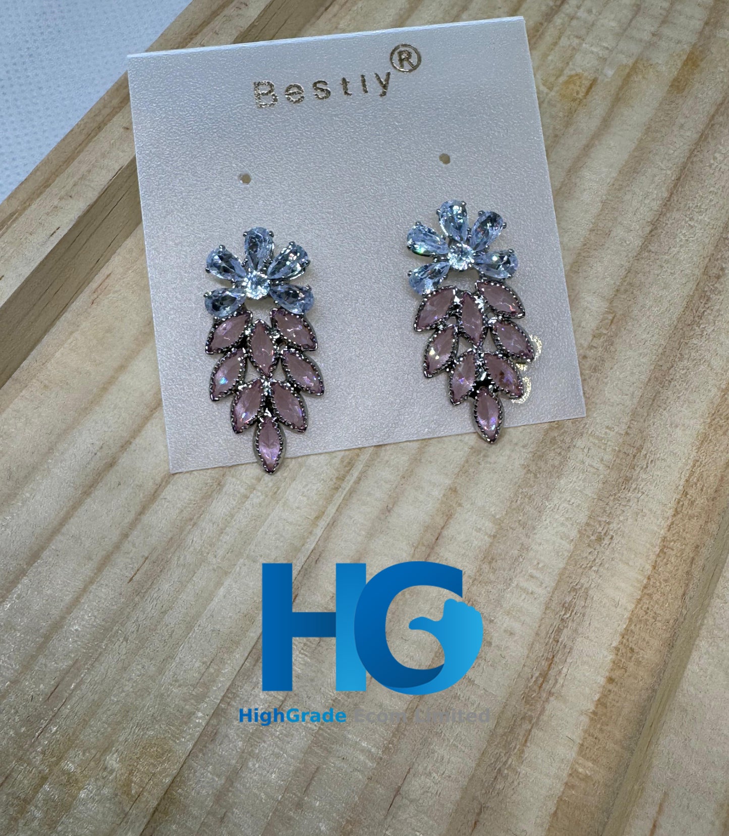 Pink Marquise Leaf Studs