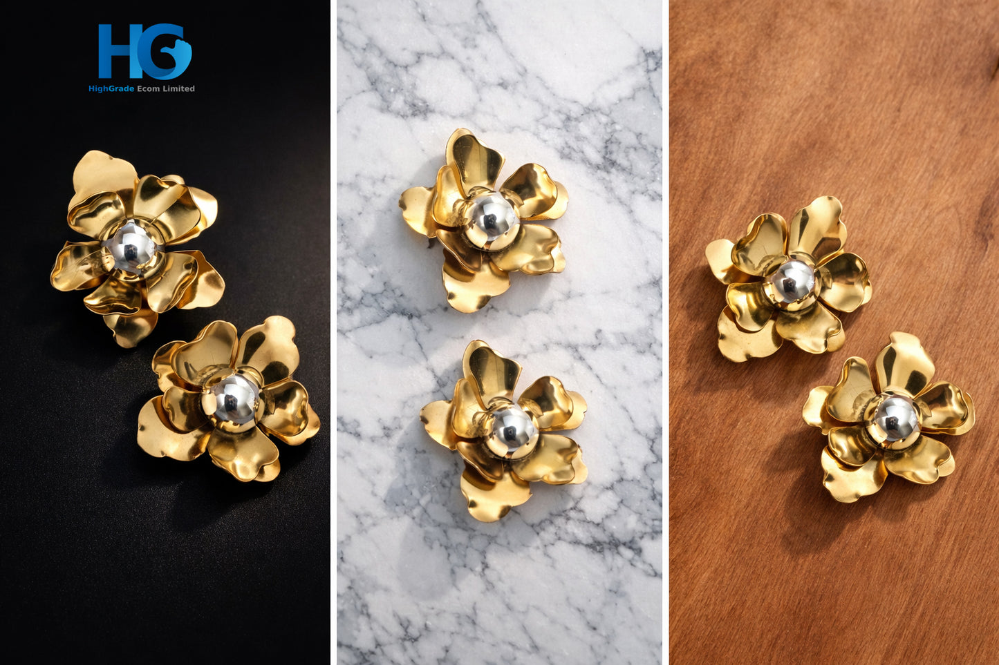 Rose Petal Studs Golden