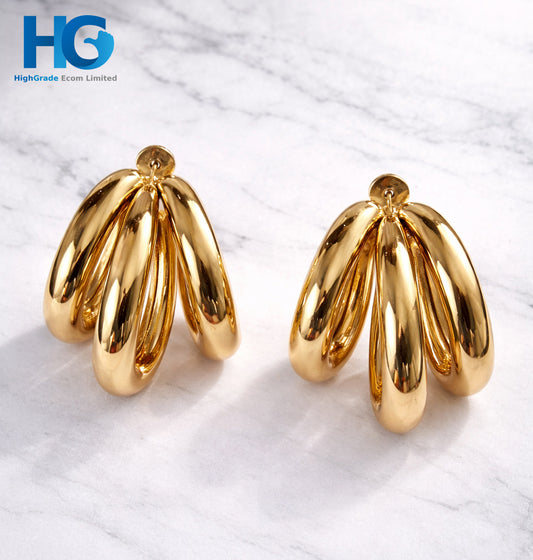Triple Layer Golden Hoops