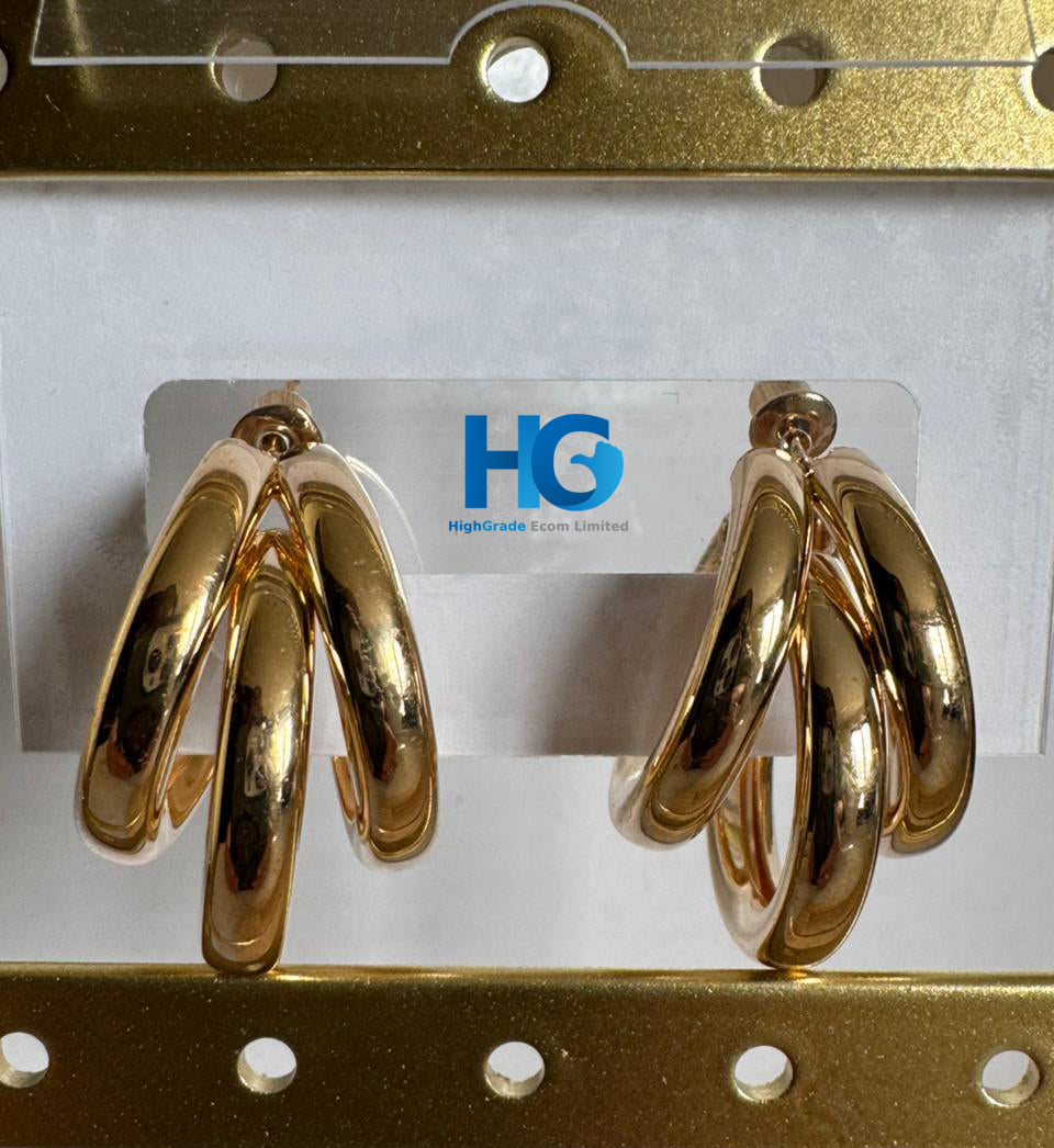 Triple Layer Golden Hoops