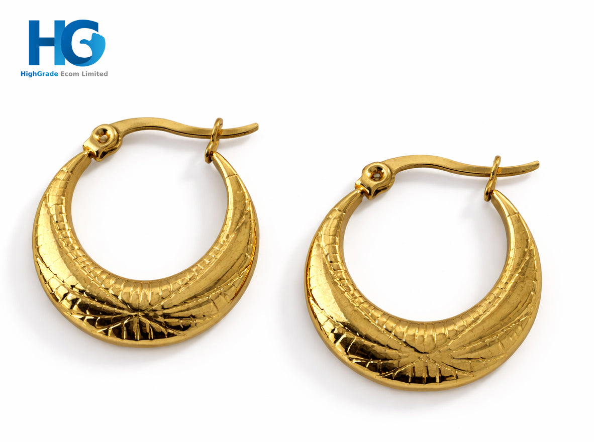 Vintage Crescent Texture Hoops