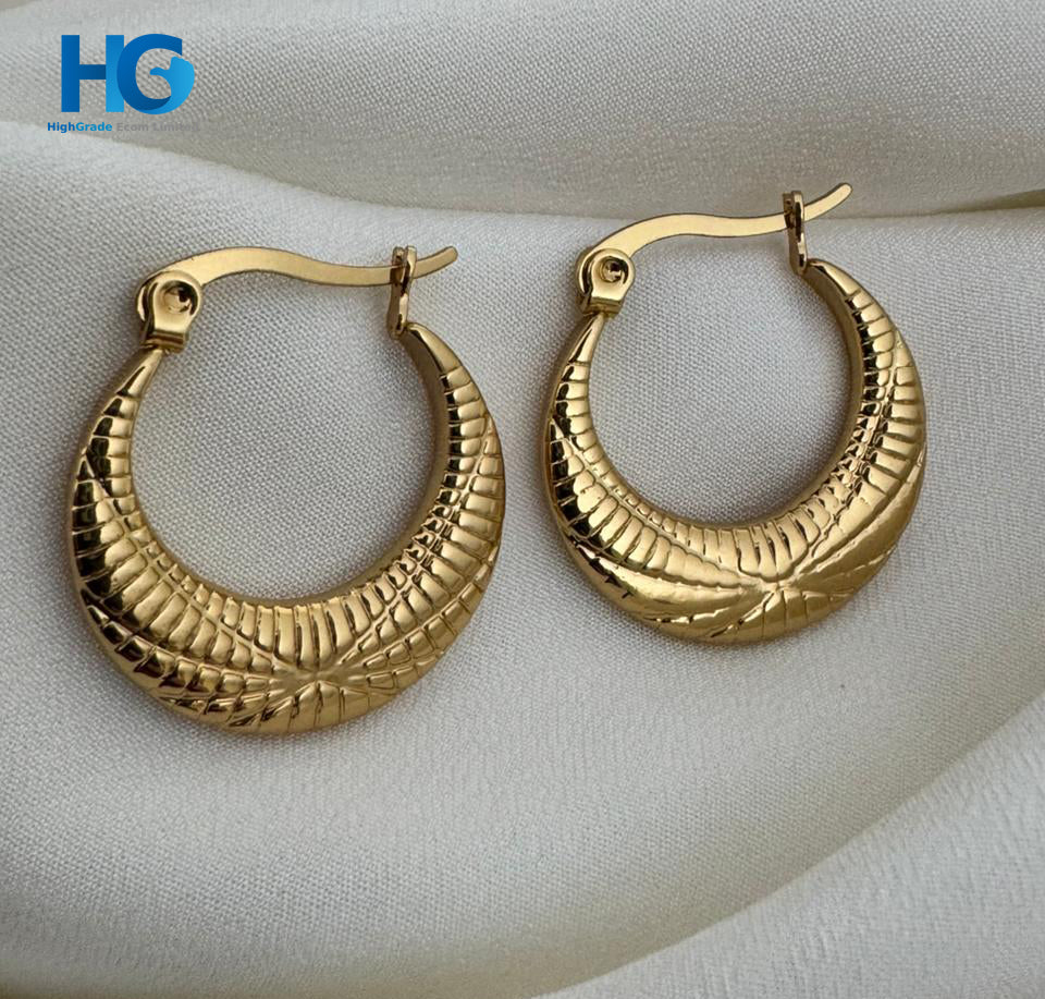 Vintage Crescent Texture Hoops