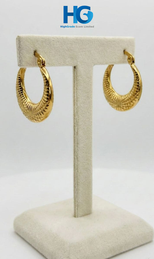Vintage Crescent Texture Hoops
