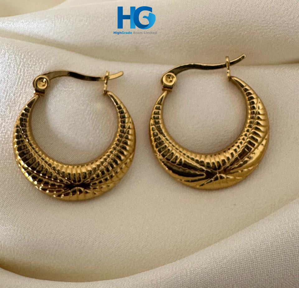 Vintage Crescent Texture Hoops
