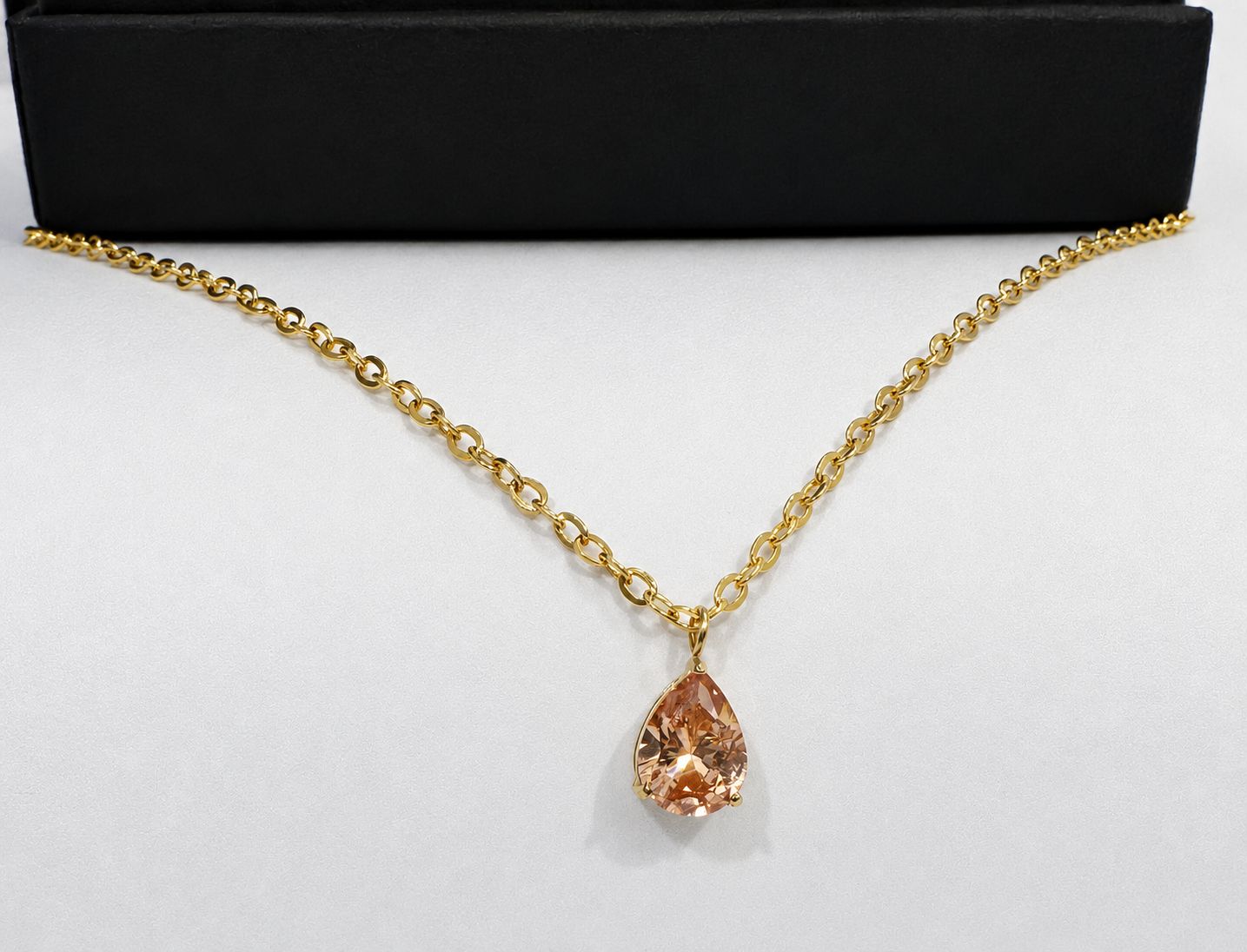 Waterdrop Necklace HighGrade 18K Gold Plated Champagne Cubic Zirconia (CZ)